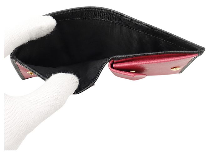 Prada Bi-Fold Geldbörse aus Saffiano Leder Schwarz Rot - Ansicht 5