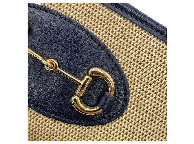Horsebit 1955 Cartera larga Gucci en beige y azul marino - vista 5