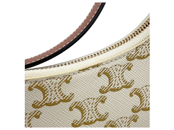 Céline Bolso de hombro de piel Celine Triomphe Ava Blanco - vista 10