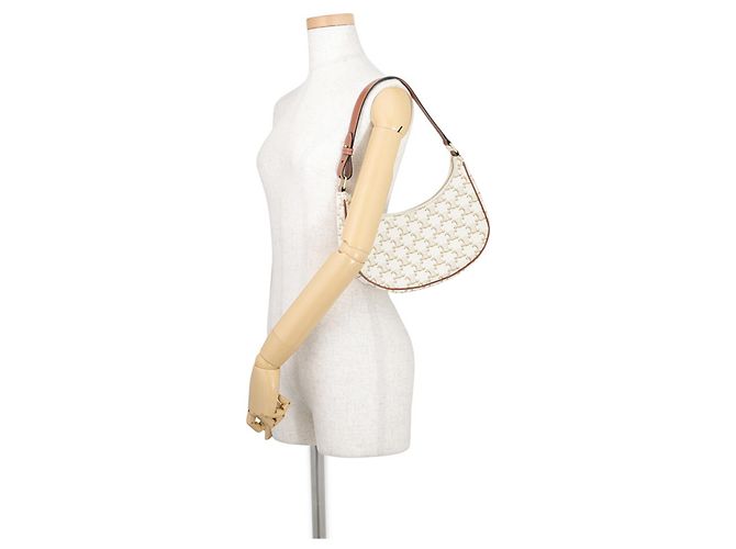 Céline Bolso de hombro de piel Celine Triomphe Ava Blanco - vista 4