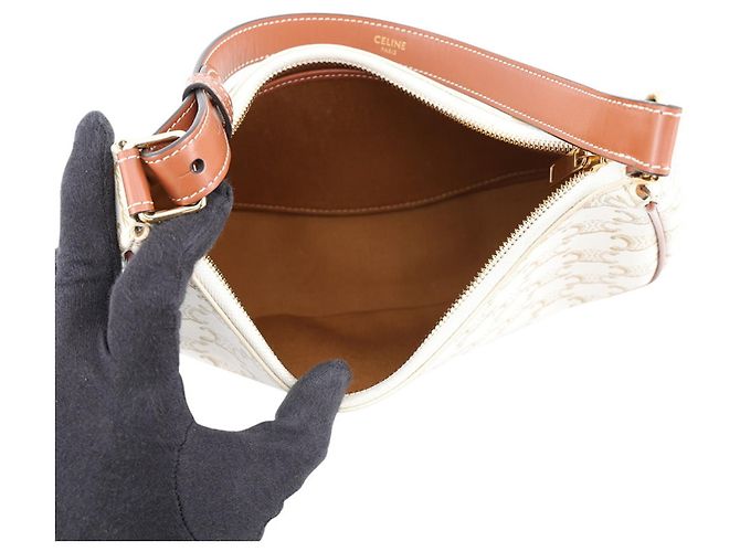 Céline Bolso de hombro de piel Celine Triomphe Ava Blanco - vista 5