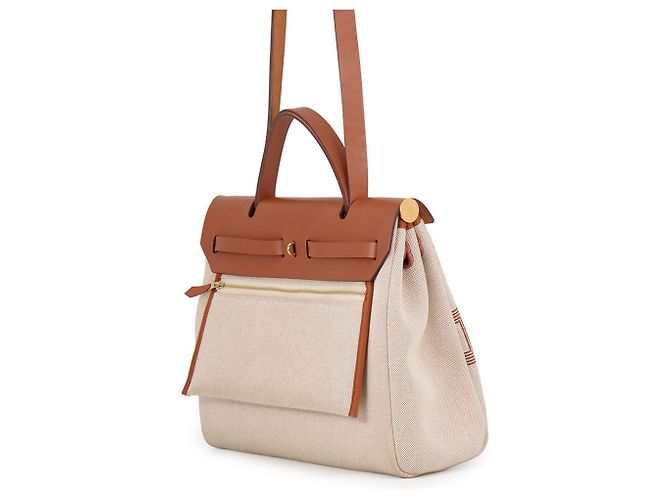 Hermès Sac à main Hermes Herbag Zip PM Marron Beige Écru - vue 2