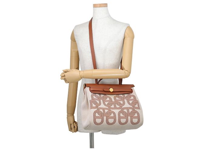 Hermès Sac à main Hermes Herbag Zip PM Marron Beige Écru - vue 4