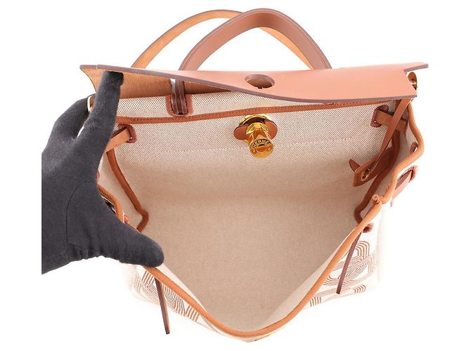 Hermès Sac à main Hermes Herbag Zip PM Marron Beige Écru - vue 5