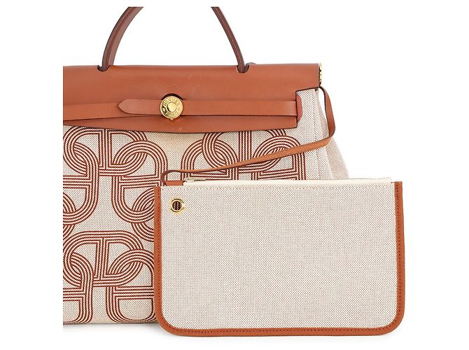 Hermès Sac à main Hermes Herbag Zip PM Marron Beige Écru - vue 6