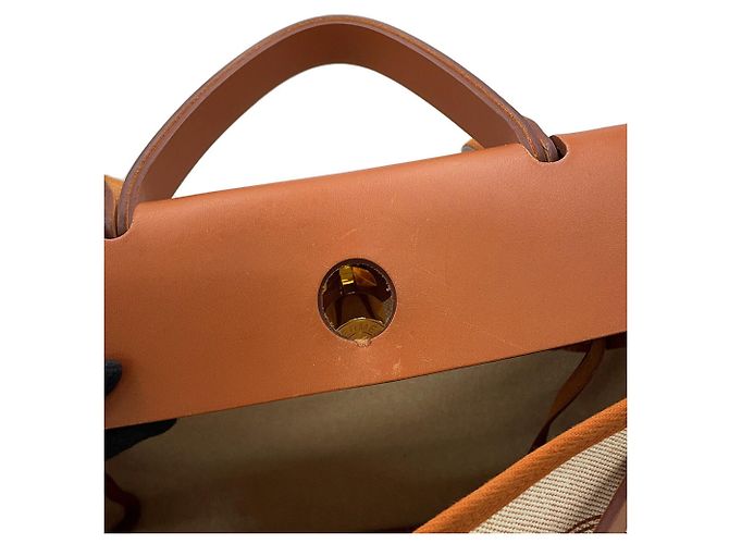 Hermès Sac à main Hermes Herbag Zip PM Marron Beige Écru - vue 9
