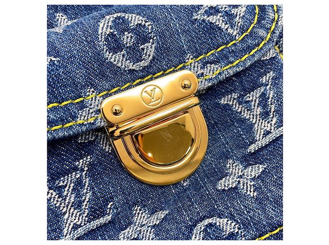 Louis Vuitton Monogram Denim Baggy GM Schultertasche Blau Gelb - Ansicht 12