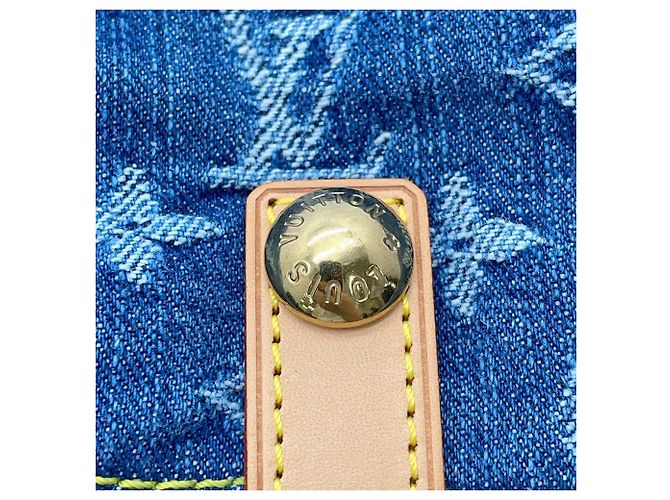 Louis Vuitton Monogram Denim Baggy GM Schultertasche Blau Gelb - Ansicht 13