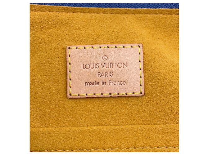 Louis Vuitton Monogram Denim Baggy GM Schultertasche Blau Gelb - Ansicht 17