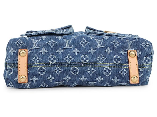 Louis Vuitton Monogram Denim Baggy GM Schultertasche Blau Gelb - Ansicht 3