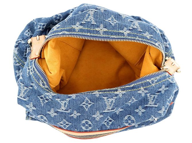 Louis Vuitton Monogram Denim Baggy GM Schultertasche Blau Gelb - Ansicht 6
