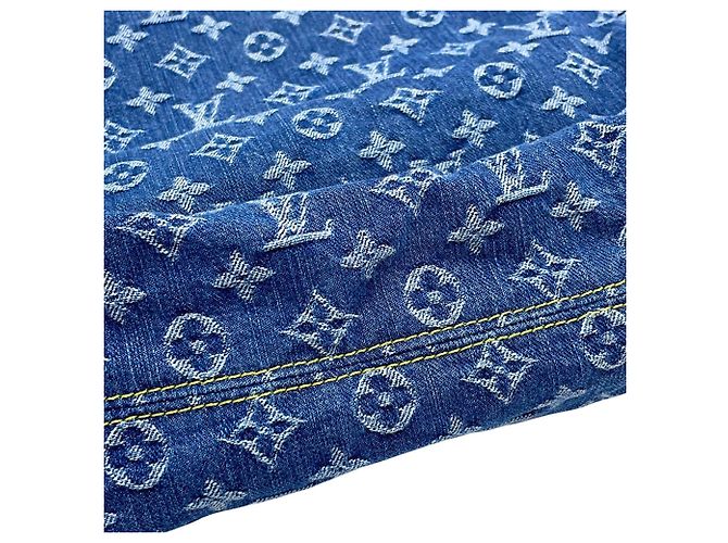 Louis Vuitton Monogram Denim Baggy GM Schultertasche Blau Gelb - Ansicht 7
