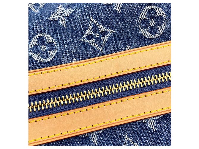 Louis Vuitton Monogram Denim Baggy GM Schultertasche Blau Gelb - Ansicht 9