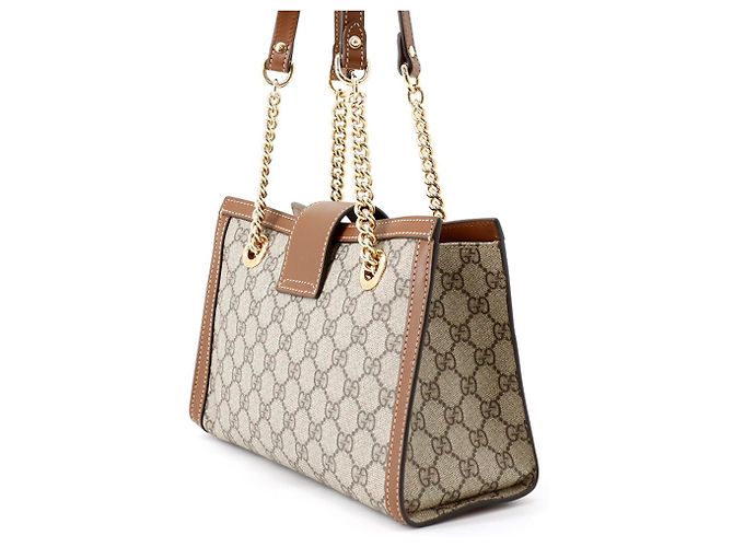 Padlock Borsa a tracolla Gucci GG Supreme con lucchetto Marrone Beige - vista 2