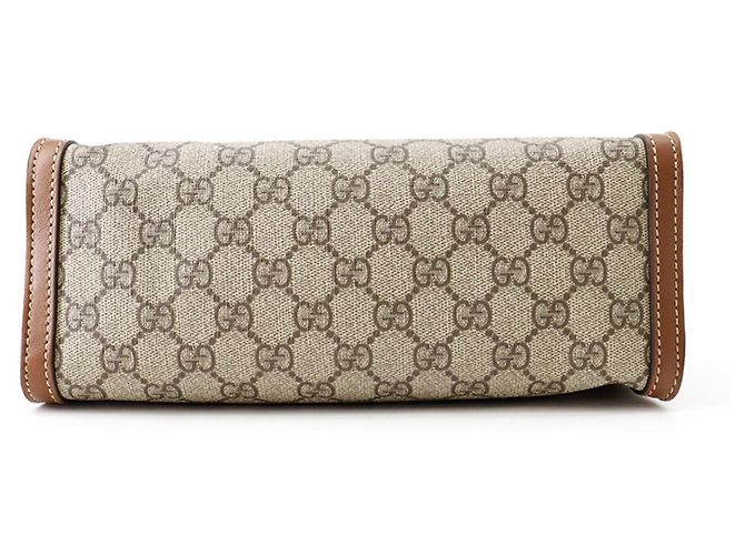 Padlock Borsa a tracolla Gucci GG Supreme con lucchetto Marrone Beige - vista 3