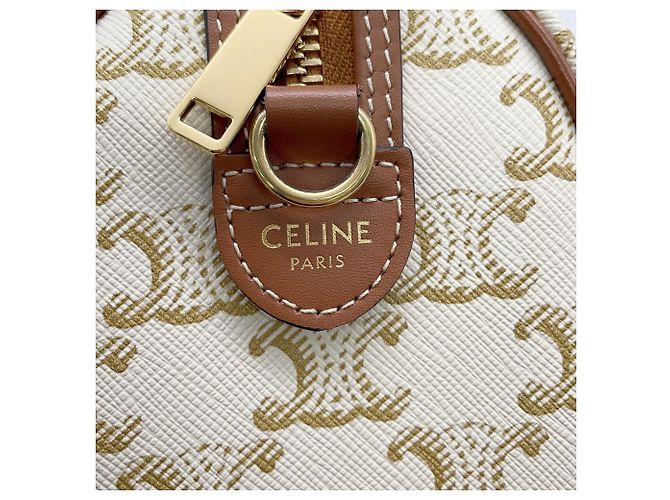 Céline Bolsa Boston Small Triomphe Celine Marrom Bege - vista 10