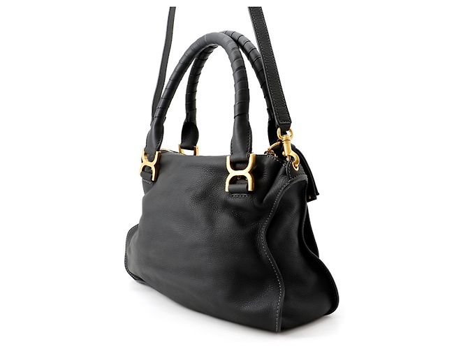 Borsa a tracolla Chloé Marcie in pelle di vitello nera Nero - vista 2