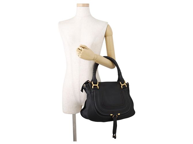 Borsa a tracolla Chloé Marcie in pelle di vitello nera Nero - vista 4
