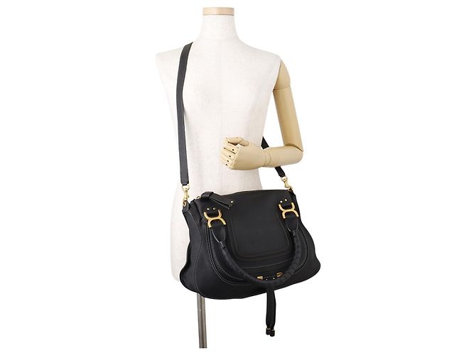 Borsa a tracolla Chloé Marcie in pelle di vitello nera Nero - vista 5