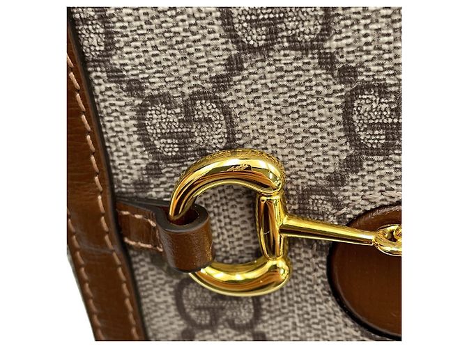 Borsa a tracolla Gucci GG Supreme Horsebit Marrone Beige - vista 10