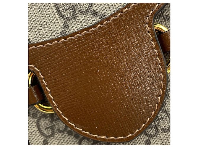 Borsa a tracolla Gucci GG Supreme Horsebit Marrone Beige - vista 6