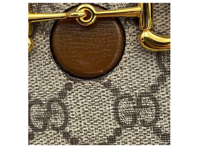 Borsa a tracolla Gucci GG Supreme Horsebit Marrone Beige - vista 9