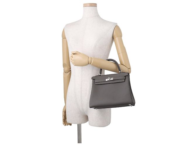 Hermès Borsa Hermes Kelly 25 in pelle Togo Etain Grigio - vista 4