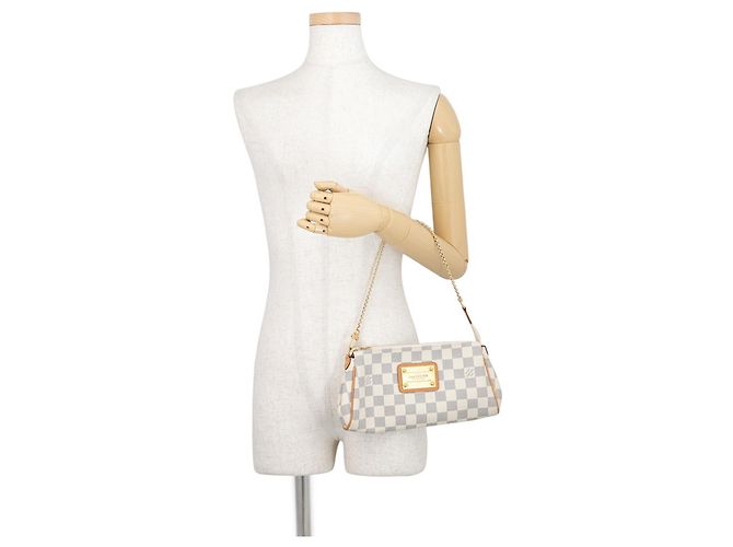 Borsa a tracolla Louis Vuitton Damier Azur Eva Beige - vista 4