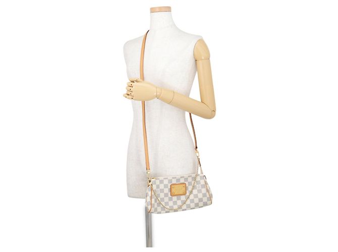Borsa a tracolla Louis Vuitton Damier Azur Eva Beige - vista 5