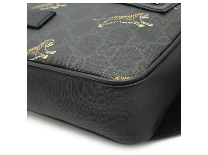 Borsa a tracolla Gucci GG Supreme Web Line Tiger Nero Grigio antracite - vista 4