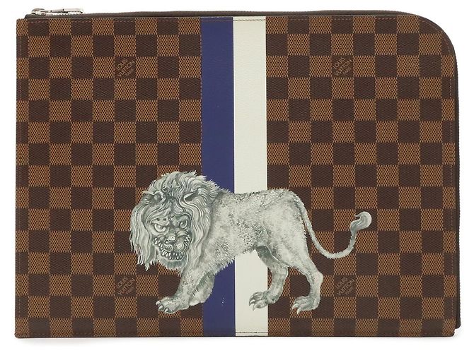 Louis Vuitton Damier Pochette Jour GM Marron Blanc Bleu Marine Damier ebène - vue 2