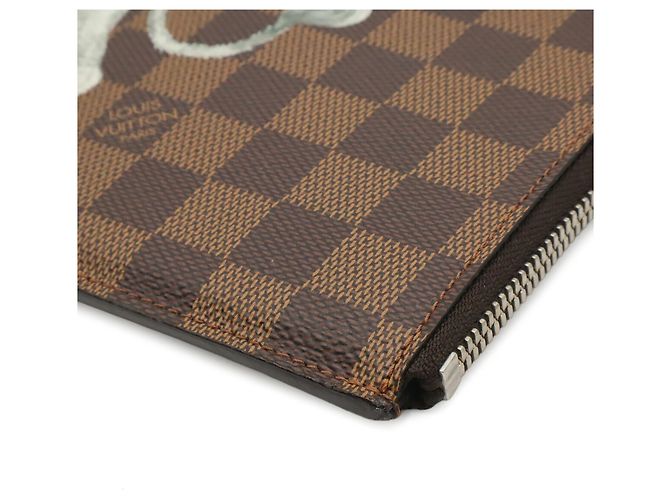 Louis Vuitton Damier Pochette Jour GM Marron Blanc Bleu Marine Damier ebène - vue 4