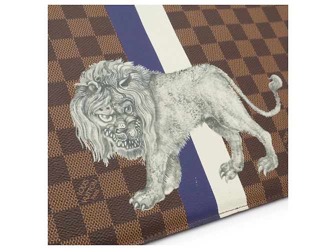 Louis Vuitton Damier Pochette Jour GM Marron Blanc Bleu Marine Damier ebène - vue 8