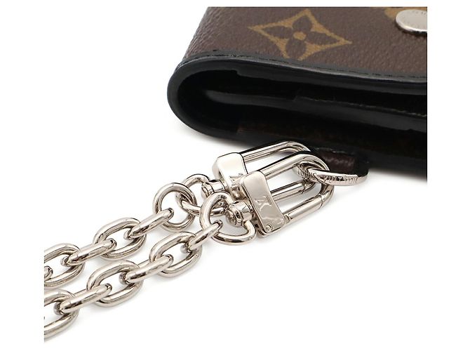 Louis Vuitton Monogram Macassar Portefeuille Long Tri-fold Wallet Marrone Nero Monogramma - vista 5
