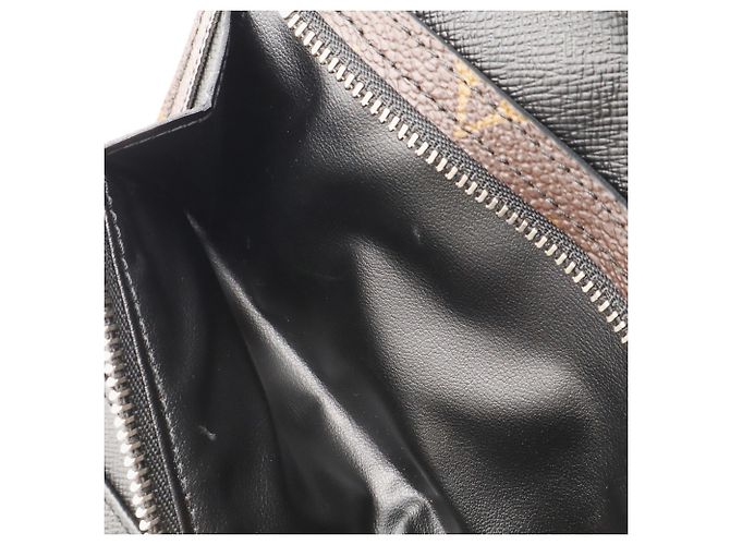 Louis Vuitton Monogram Macassar Portefeuille Long Tri-fold Wallet Marrone Nero Monogramma - vista 9