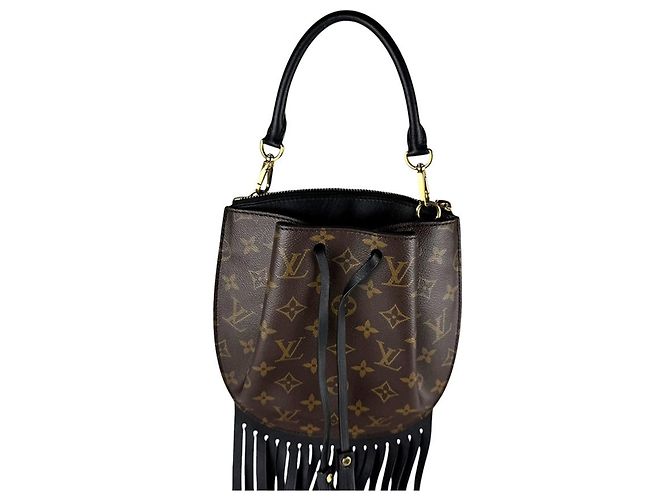 Borsa a mano Louis Vuitton Monogram Fringed Noe MINI Marrone Nero - vista 3
