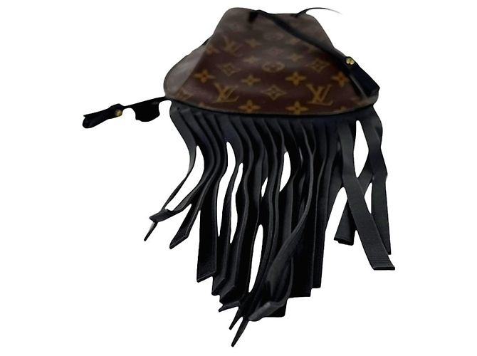 Borsa a mano Louis Vuitton Monogram Fringed Noe MINI Marrone Nero - vista 4