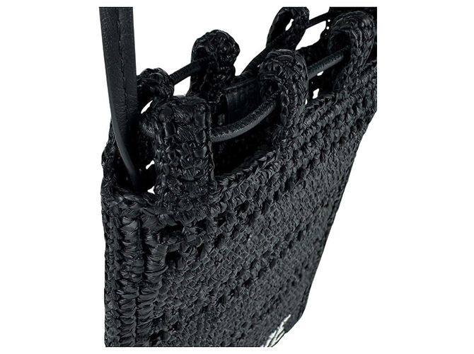 Bolso de hombro de rafia Loewe Negro - vista 7