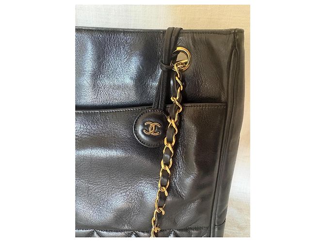 Chanel gesteppte mattschwarze Leder-Shopper-Tasche - Ansicht 3