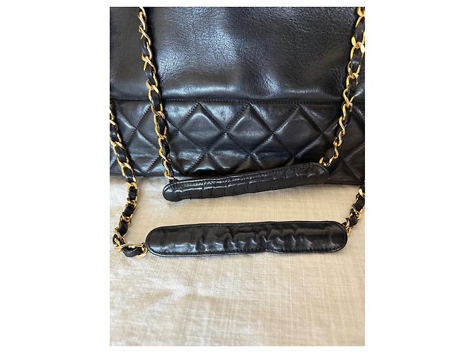 Chanel gesteppte mattschwarze Leder-Shopper-Tasche - Ansicht 4