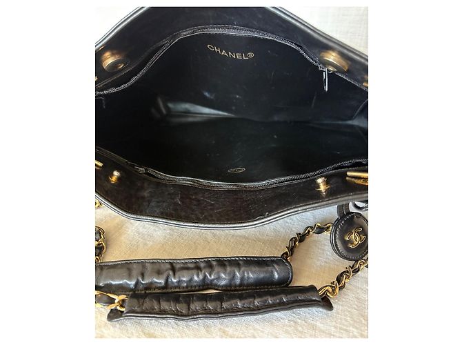 Chanel gesteppte mattschwarze Leder-Shopper-Tasche - Ansicht 6