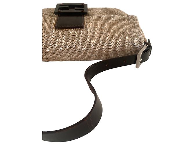 Borsa Baguette con perline Fendi - Pelle Beige / Champagne / Crema e Marrone, SHW - vista 11