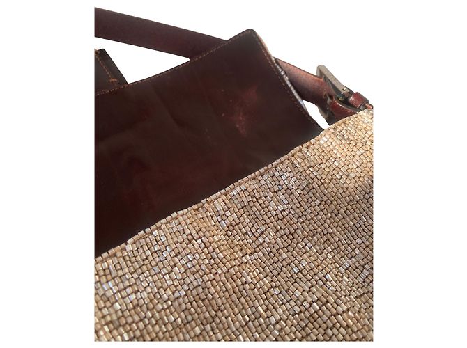 Borsa Baguette con perline Fendi - Pelle Beige / Champagne / Crema e Marrone, SHW - vista 12