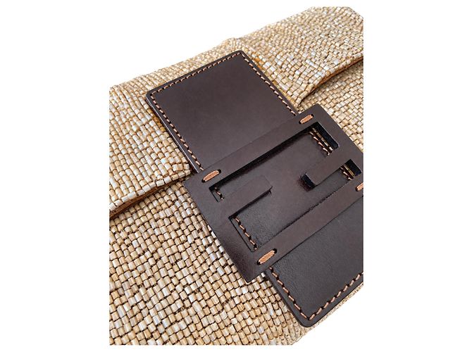 Borsa Baguette con perline Fendi - Pelle Beige / Champagne / Crema e Marrone, SHW - vista 15