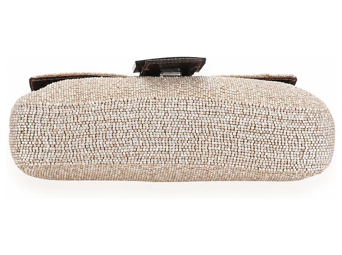 Borsa Baguette con perline Fendi - Pelle Beige / Champagne / Crema e Marrone, SHW - vista 5