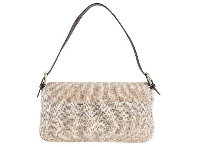 Borsa Baguette con perline Fendi - Pelle Beige / Champagne / Crema e Marrone, SHW - vista 7