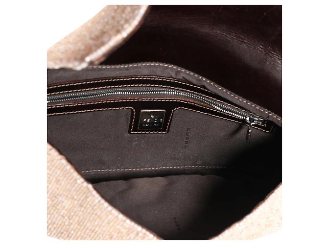 Borsa Baguette con perline Fendi - Pelle Beige / Champagne / Crema e Marrone, SHW - vista 8