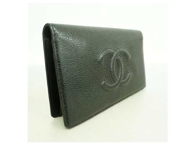 Cartera larga Chanel de piel de becerro granulada negra Negro - vista 2
