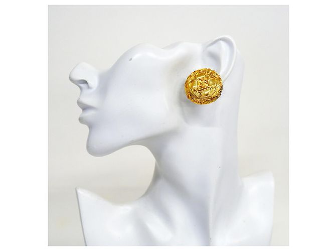 Chanel Gold Plated Clip Earrings Golden - view 5
