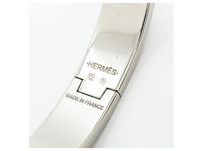 Brazalete Hermès Clic Clac PM Plata Blanco - vista 5